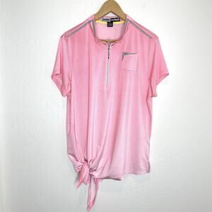 Jamie Sadock Tie Side Performance Golf Short Sleeve Top Womens XL Pink
